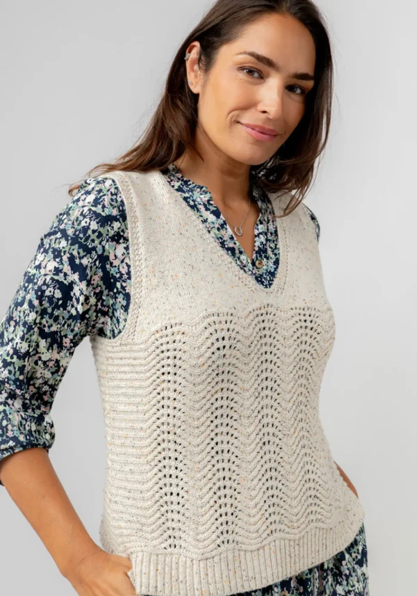 Aelia Oatmeal Pointelle Knit Tank