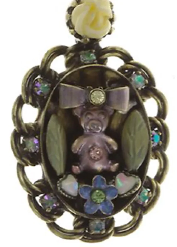 Arsenic in Old Lace Necklace Pendant Teddy and Flowers