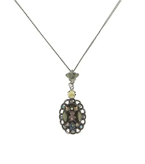 Arsenic in Old Lace Necklace Pendant Teddy and Flowers