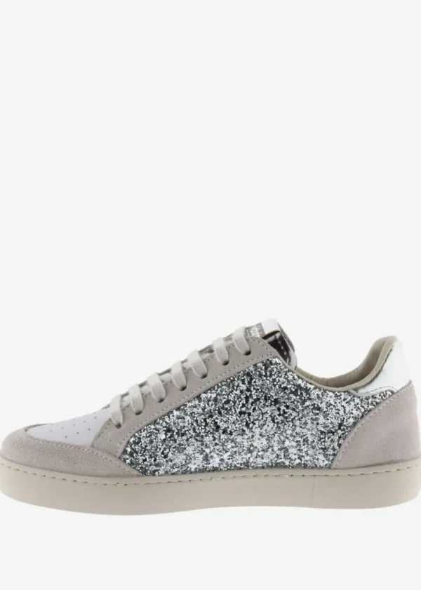 Berlin Glitter Trainers in Silver and White