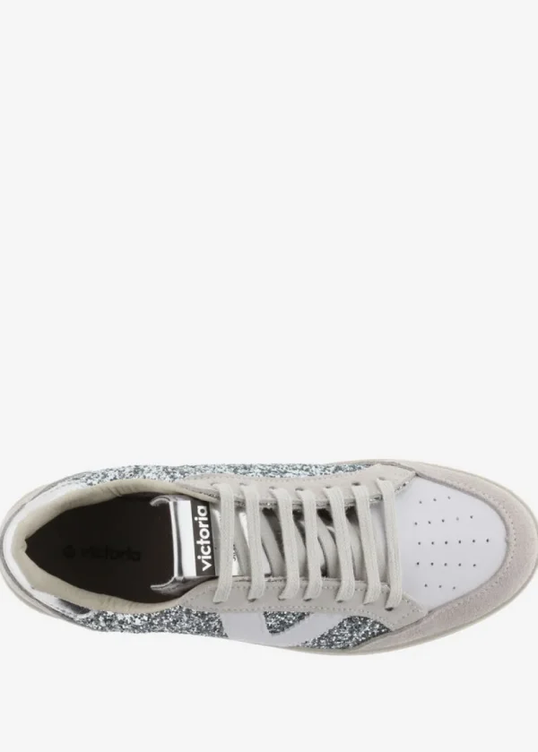 Berlin Glitter Trainers in Silver and White