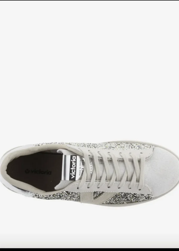 Berlin Glitter Trainers in Silver & Stone
