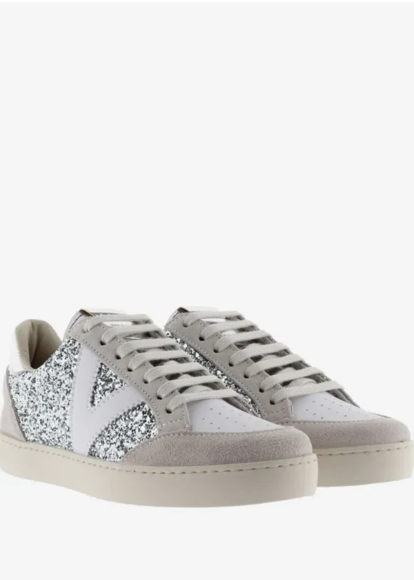 Berlin Glitter Trainers in Silver and White