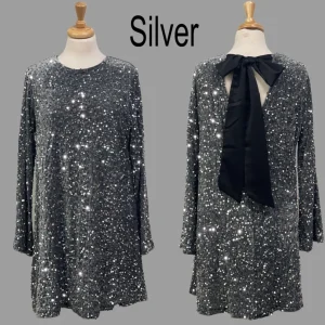 Bow Back Sequin Dress
