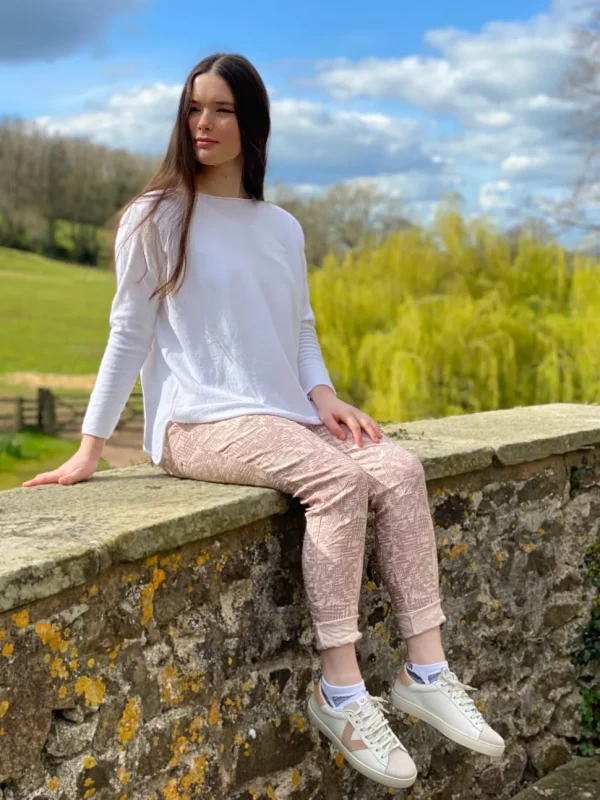 Cashmere Mix Round Neck Knit in Neutrals
