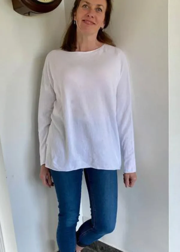 Cashmere Mix Round Neck Knit in Neutrals
