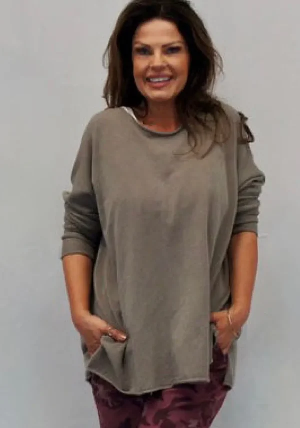 Cashmere Mix Round Neck Knit in Neutrals