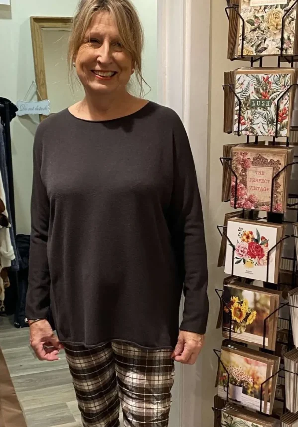 Cashmere Mix Round Neck Knit in Browns, Camel & Ochre