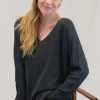 Cashmere Mix V Neck Knit in Greys & Black