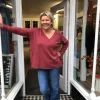 Cashmere Mix V Neck Knit in Fruits, Pinks & Berrys