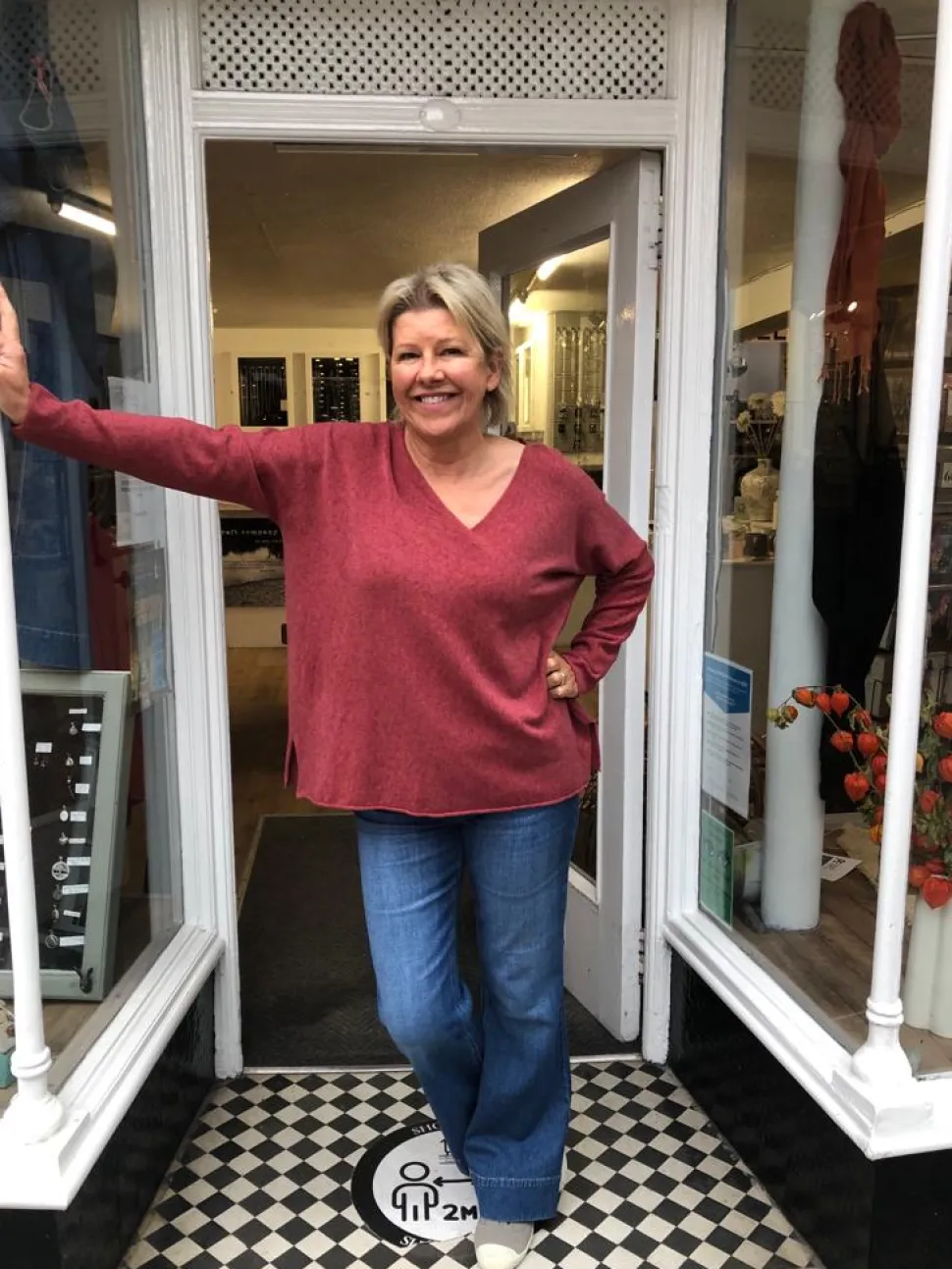 cashmere_mix_v_neck_knit__0-2.webp Cashmere Mix V Neck Knit in Fruits, Pinks & Berrys