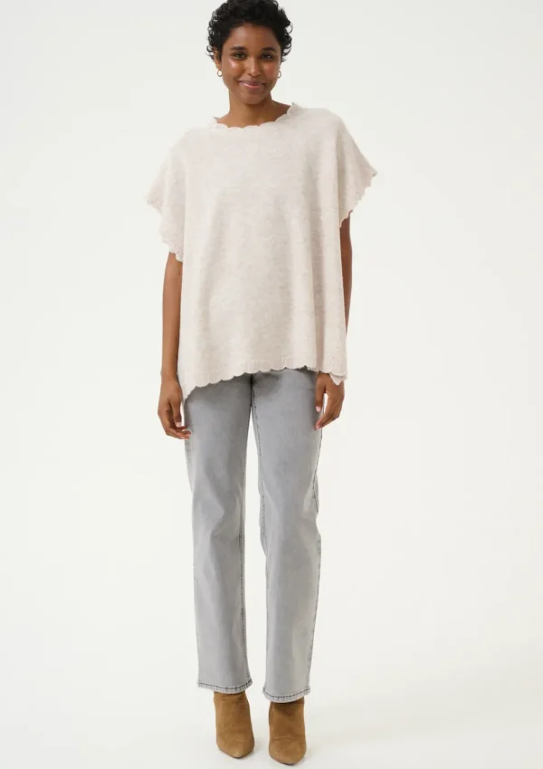 Dammi Knit Poncho in String Melange