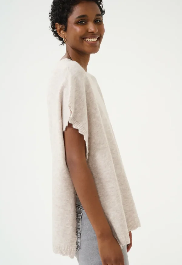 Dammi Knit Poncho in String Melange