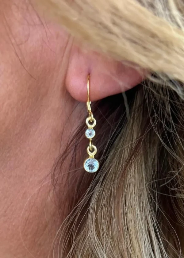 Gold Plated Solid Silver Blue Topaz Drop Earrings