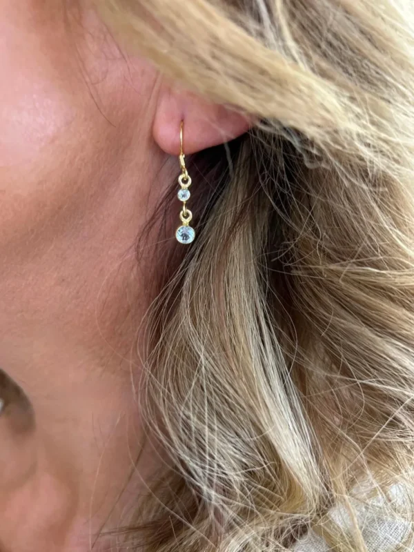 Gold Plated Solid Silver Blue Topaz Drop Earrings