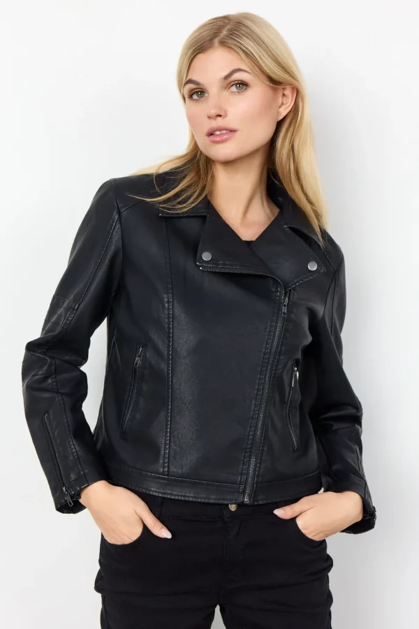 Gunilla 7 Faux Leather Jacket in Black