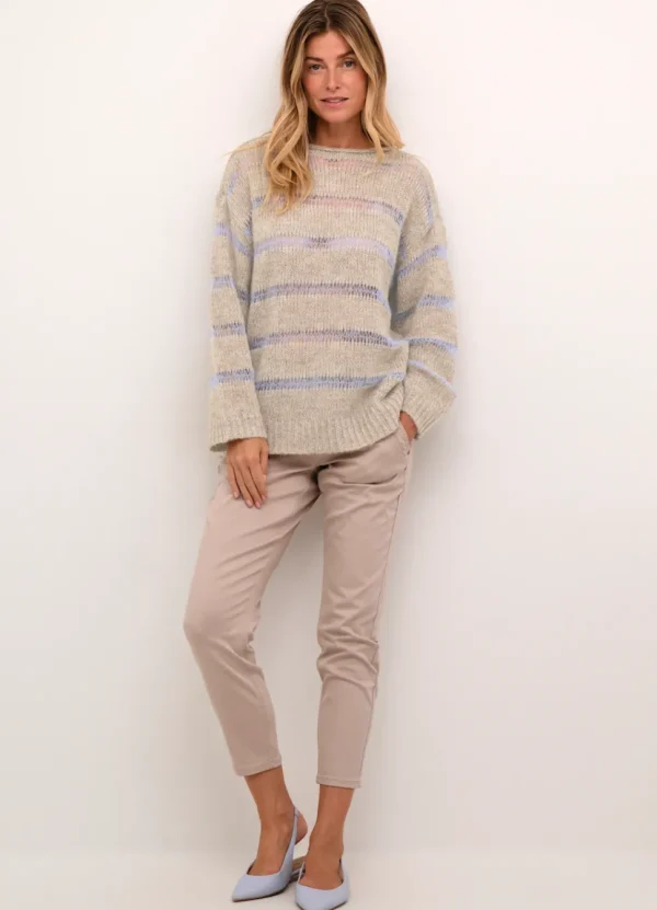 Jadie Knit Pullover in Lake Blue Stripe