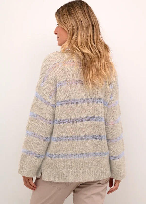 Jadie Knit Pullover in Lake Blue Stripe