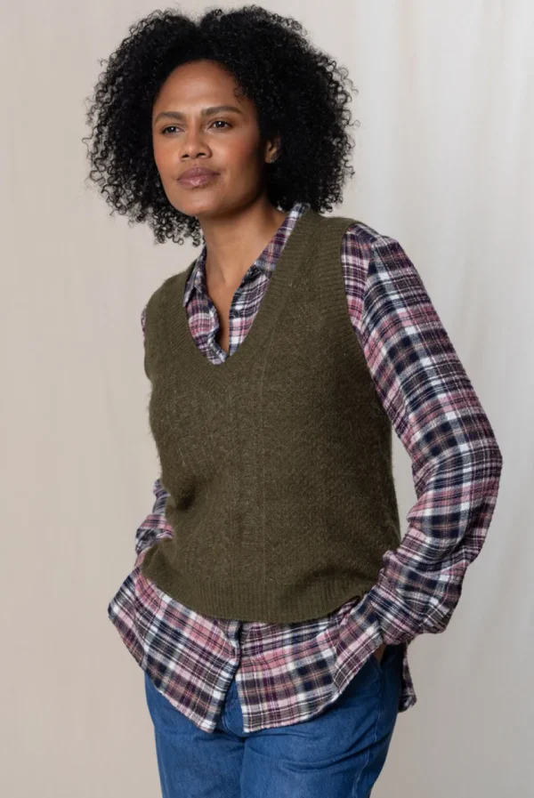 Laurel Cable Knit Tank in Olive