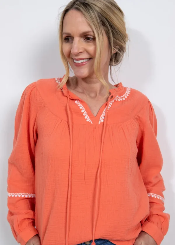Lori Embroidered Top in Sunset