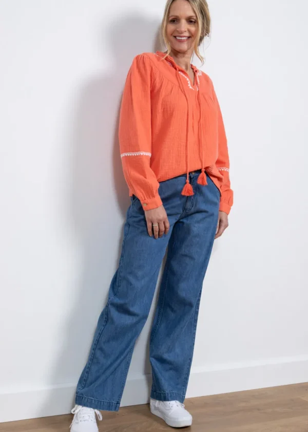 Lori Embroidered Top in Sunset