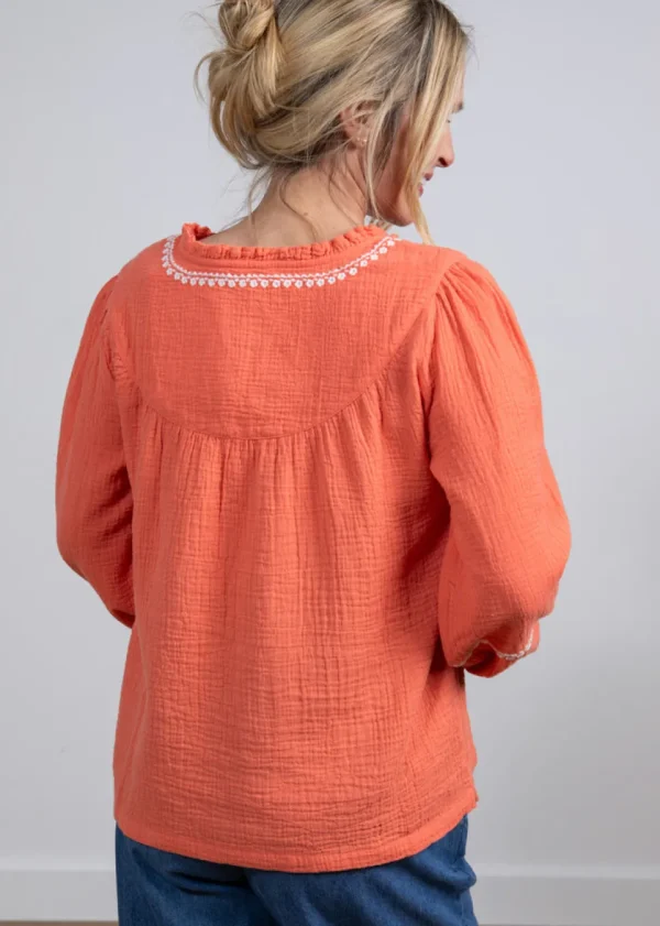 Lori Embroidered Top in Sunset