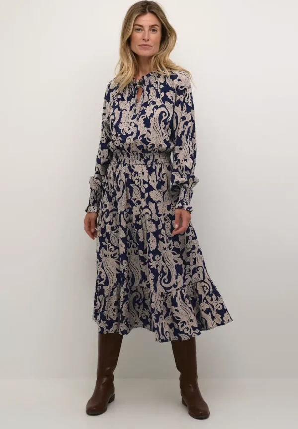 Lucy Long Dress in Blue Paisley