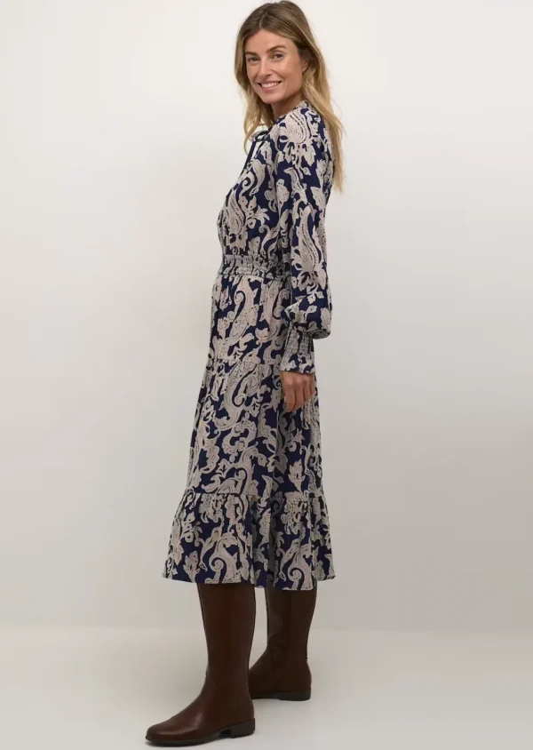 Lucy Long Dress in Blue Paisley