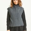 Merino Wool Box Vest with Draped Neck