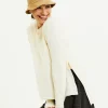 Merino Wool High Neck Top in Grasshopper Green and Earth Brown