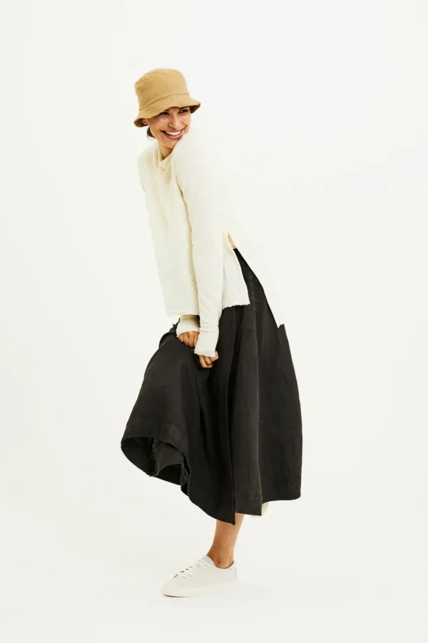 Merino Wool High Neck Top in Grasshopper Green and Earth Brown