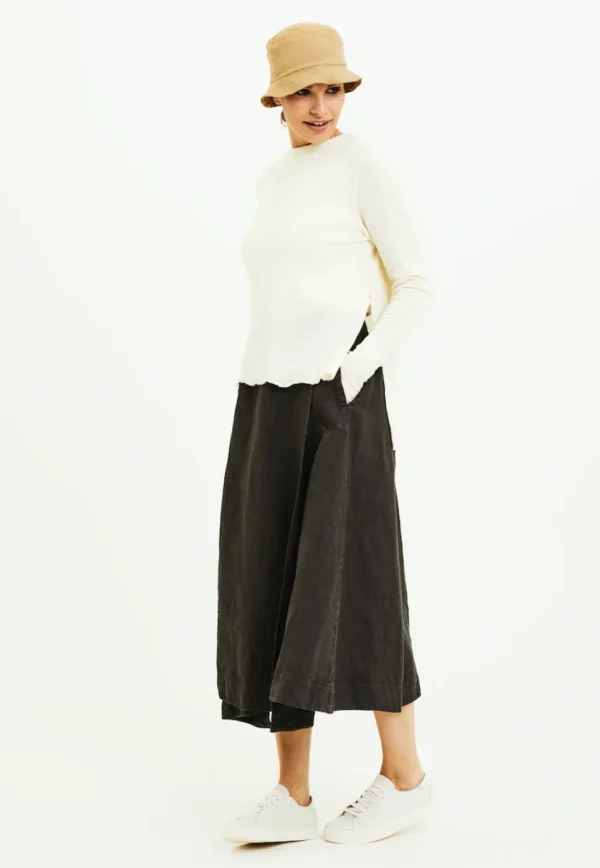 Merino Wool High Neck Top in Grasshopper Green and Earth Brown