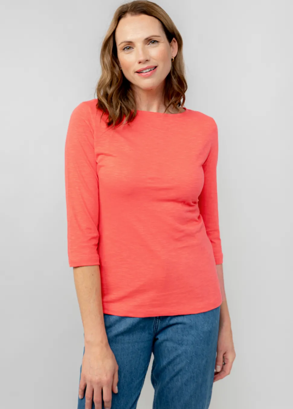 monica_organic_cotton__sl_1-1.webp Monica Organic Cotton 3/4 Sleeve Top in Cerise
