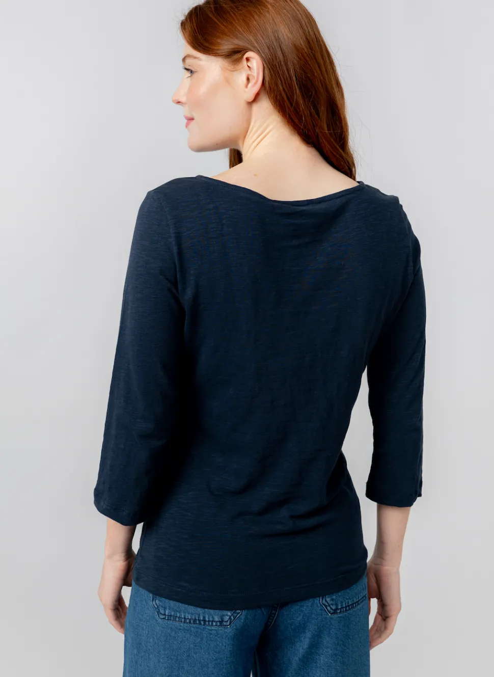 monica_organic_cotton_sle_2.webp Monica Organic Cotton3/4 Sleeve Top in Navy