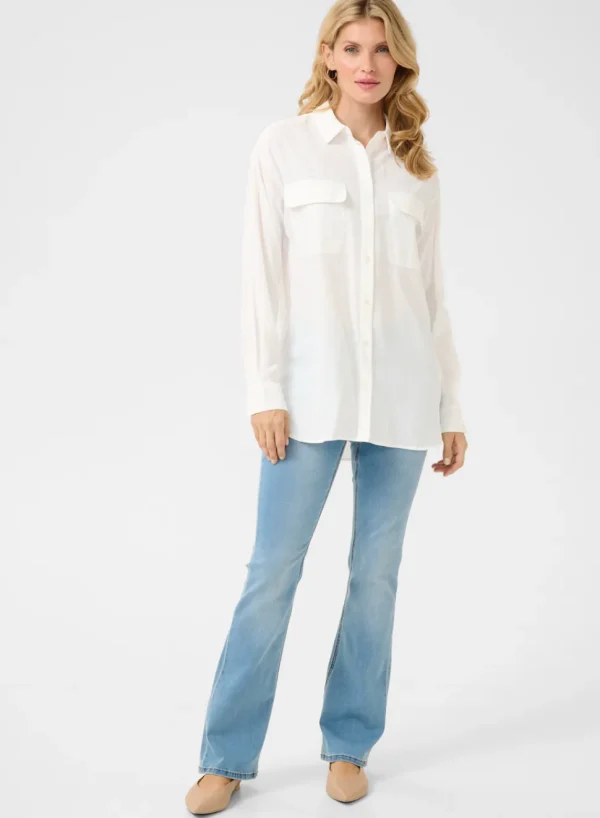 Nola Breast Pocket Shirt in Snow White