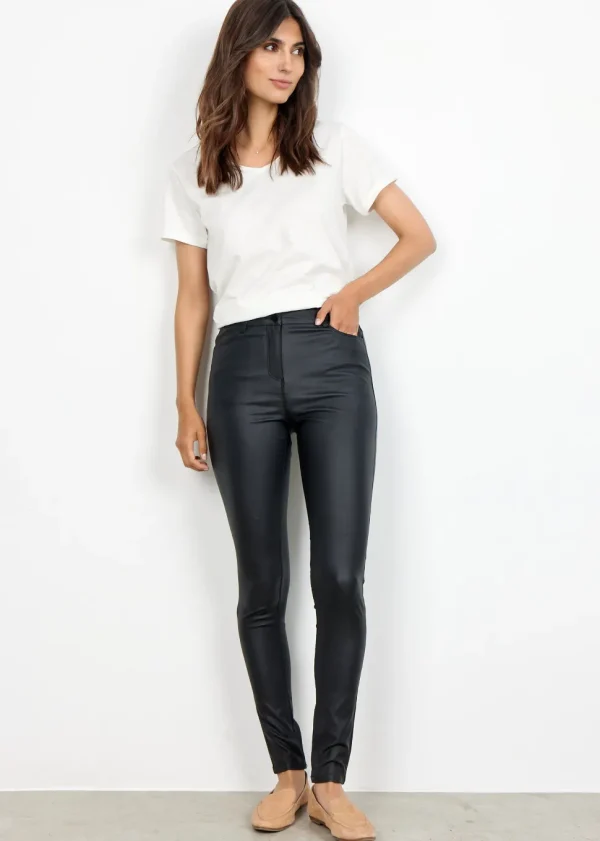 Pam 3 Leather Look Pants in Black