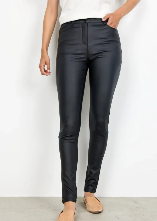 Pam 3 Leather Look Pants in Black
