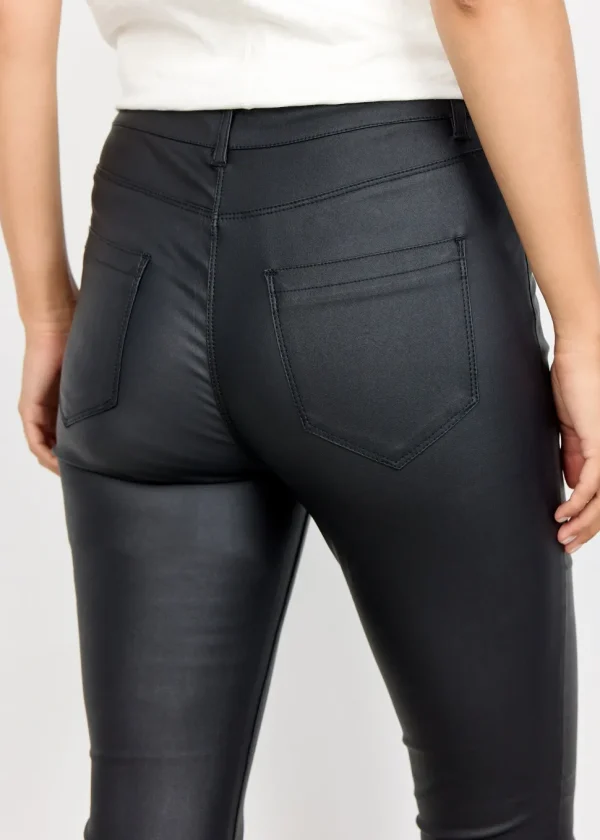 Pam 3 Leather Look Pants in Black