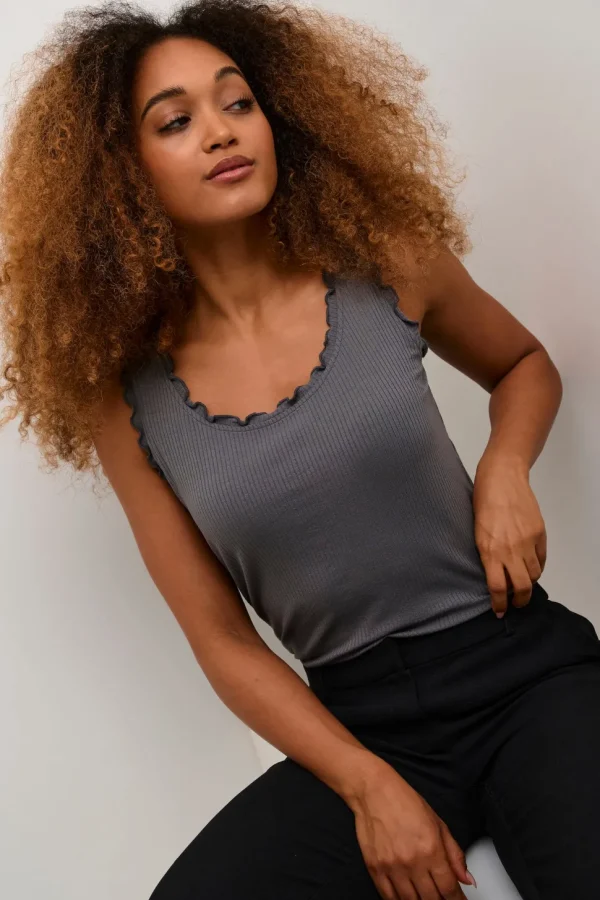 Ribba Vest Top in Castlerock Grey