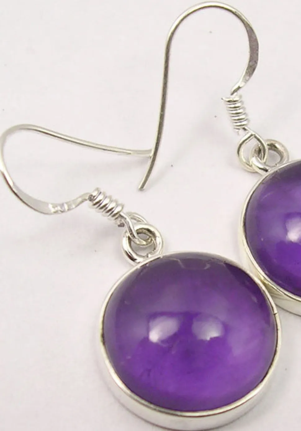 solid_silver_amethyst_cab_1.webp Solid Silver Amethyst Cabochon Disc Drop Earrings