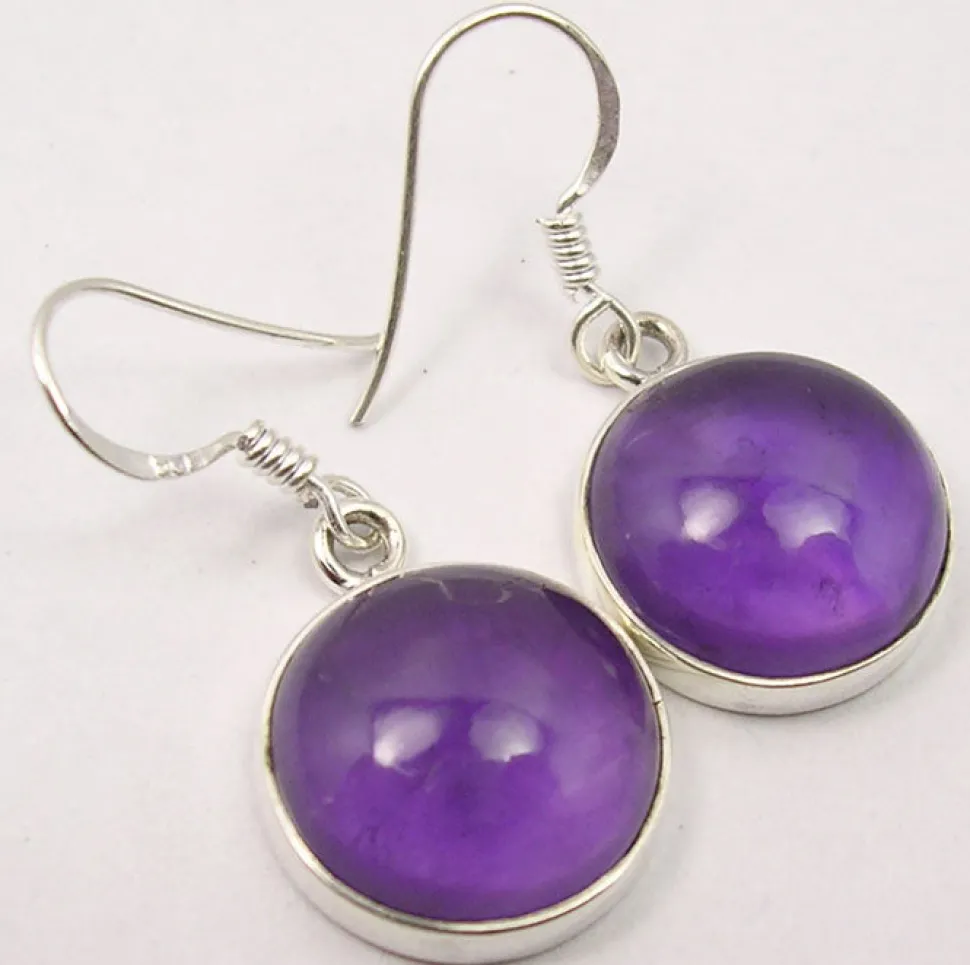 solid_silver_amethyst_cab_3.webp Solid Silver Amethyst Cabochon Disc Drop Earrings