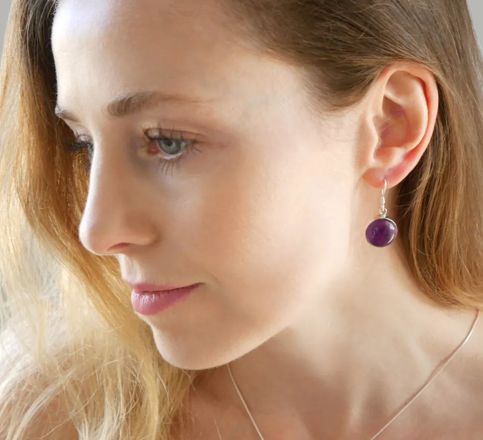 solid_silver_amethyst_cab_6.webp Solid Silver Amethyst Cabochon Disc Drop Earrings