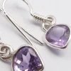 Solid Silver Amethyst Mini Reverse Tear-Drop Drop Earrings