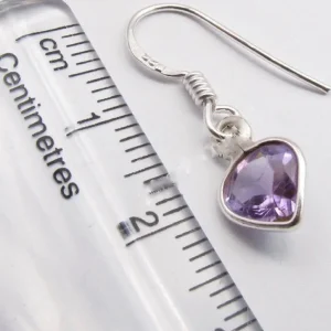 Solid Silver Amethyst Mini Reverse Tear-Drop Drop Earrings