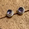 Solid Silver Amethyst Rope Stud Earrings