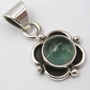 Solid Silver Apatite Flower Shaped Pendant
