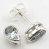 Solid Silver Aquamarine Tear-Drop Stud Earrings