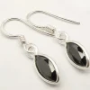 Solid Silver Black Onyx Marquise Drop Earrings