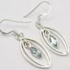 Solid Silver Blue Topaz Earrings in Double Surround