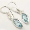 Solid Silver Blue Topaz Marquise Drop Earrings